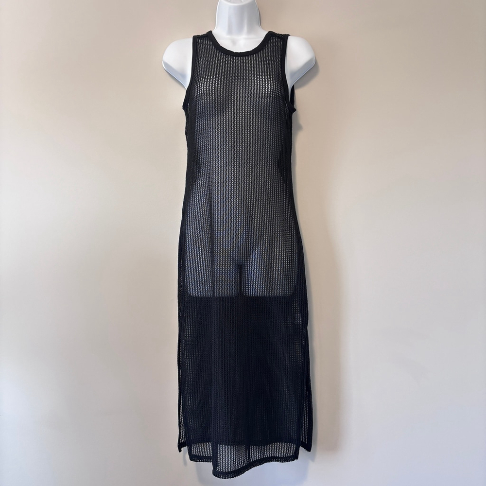 Miken Size Medium Black Low-Back Midi Dress Swim Cover-Up NWT - Picture 4 of 6